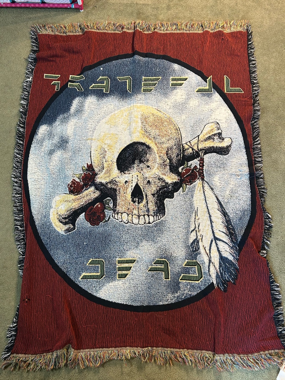 Vintage 1980s-90s Grateful Dead Spirit Rose Blanket Rug Rare Band Merch